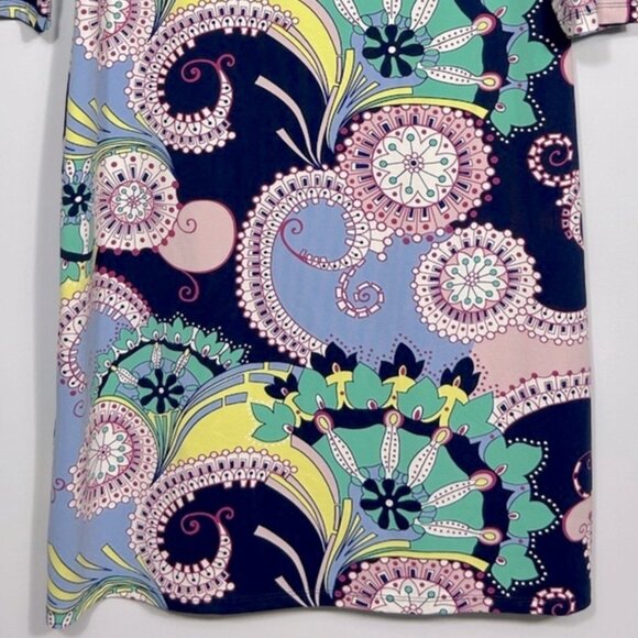 Talbots Jersey Shift Midi Dress Multicolor Spiral Paisley Print - Size M… - Picture 4 of 8